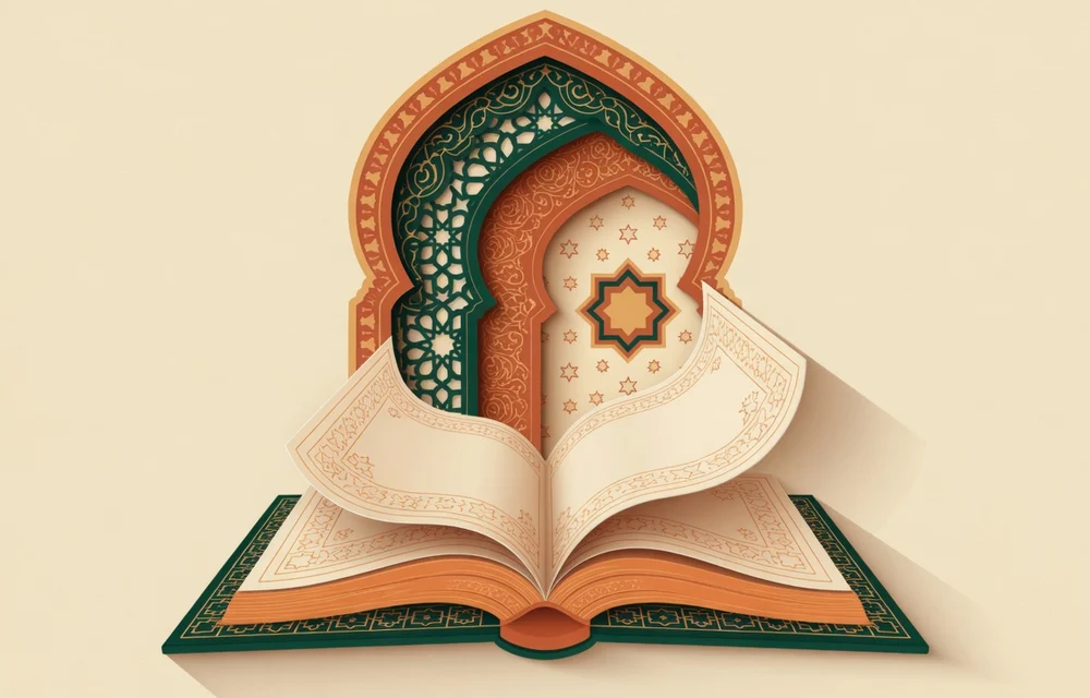 Ilustrasi geometris Islam untuk panduan: Manfaat Belajar Bahasa Arab untuk Memahami Al-Quran